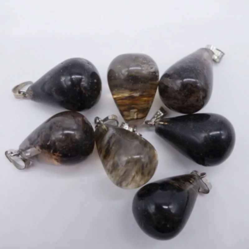 Good Quality Natural Stone Gray Crystal suspension Water Drop charms Pendants Necklaces Charms Jewelry 50pcs Free Shipping | Украшения и