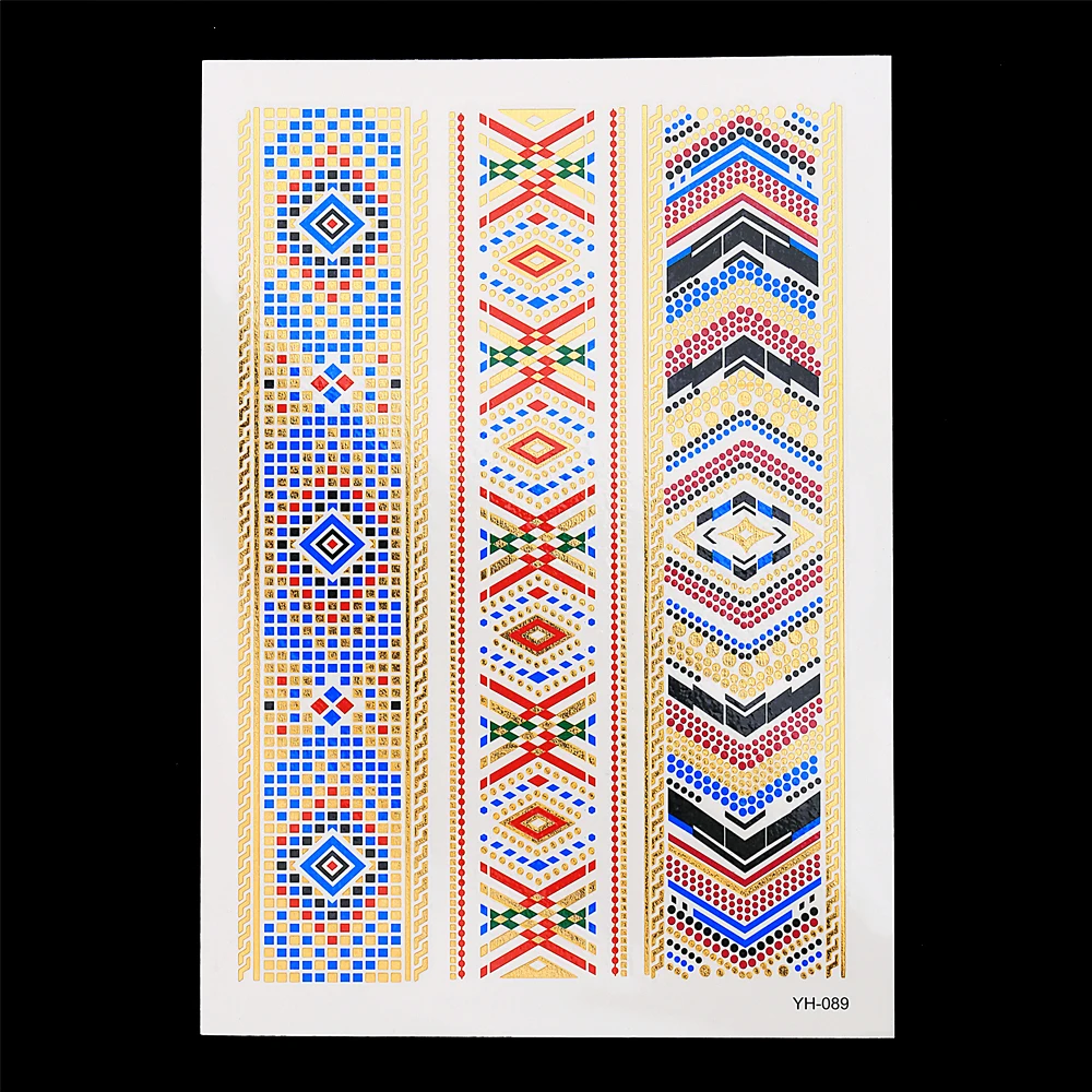 Металлическая татуировка 1 шт. Золотая Водонепроницаемая модный дизайн цветы