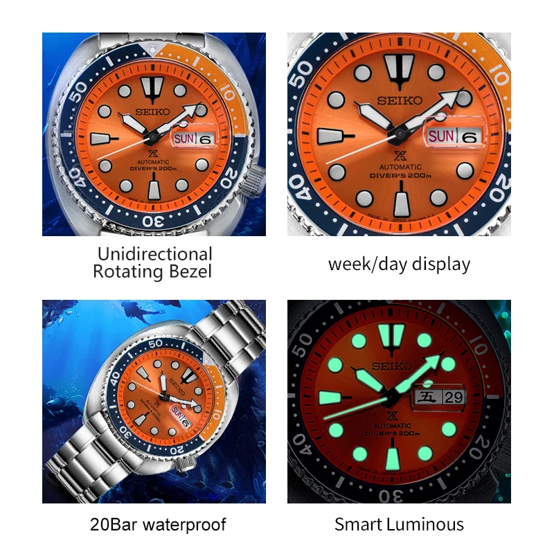 100% Оригинальные официальные часы SEIKO автоматические механические для ныряния