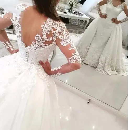 Robe de mariee роскошное кружевное свадебное платье русалки со съемным шлейфом и юбкой