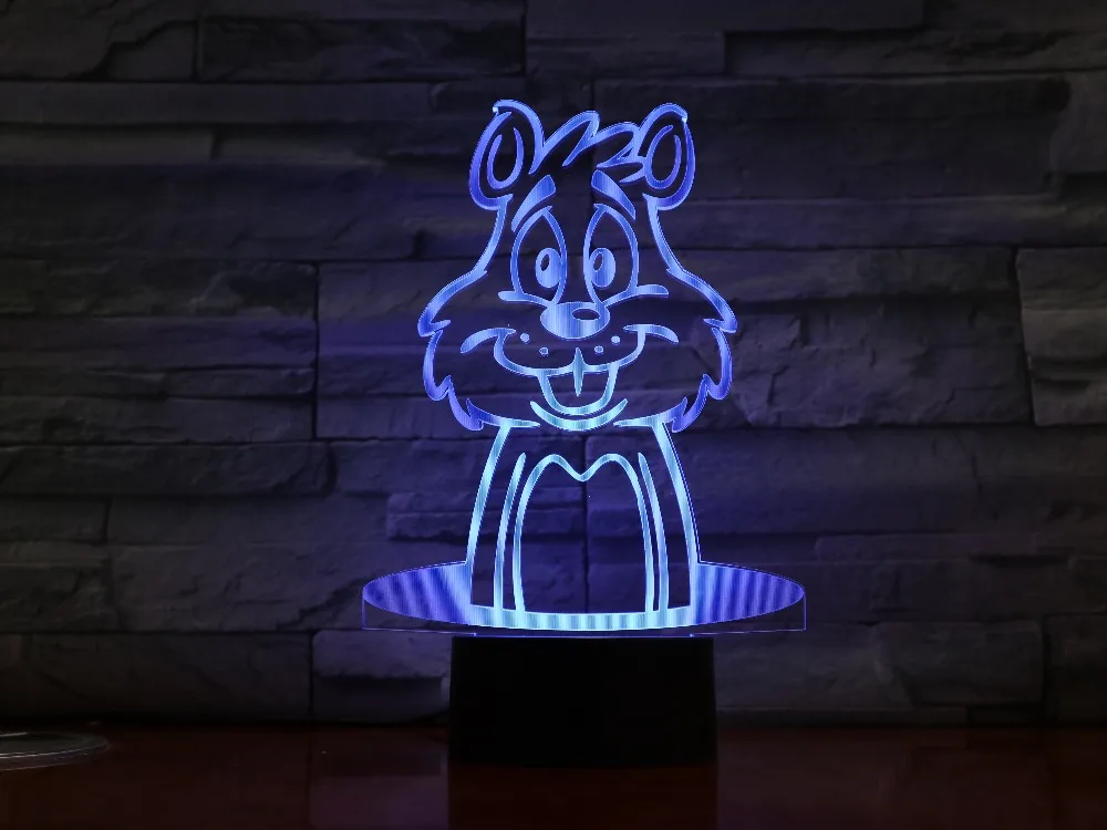 3D лампа с мультяшным Кроликом Оптическая иллюзия 7 цветов настольная