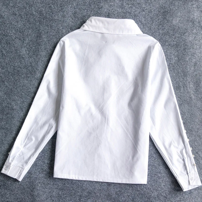 Белые школьные блузки для девочек 2016 осенние детские с длинными рукавами детская