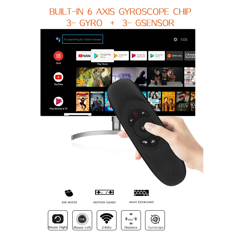 Беспроводная Русская мини-клавиатура G64 Air Remote Mouse 2 4G с Android TV Control Fly для box |