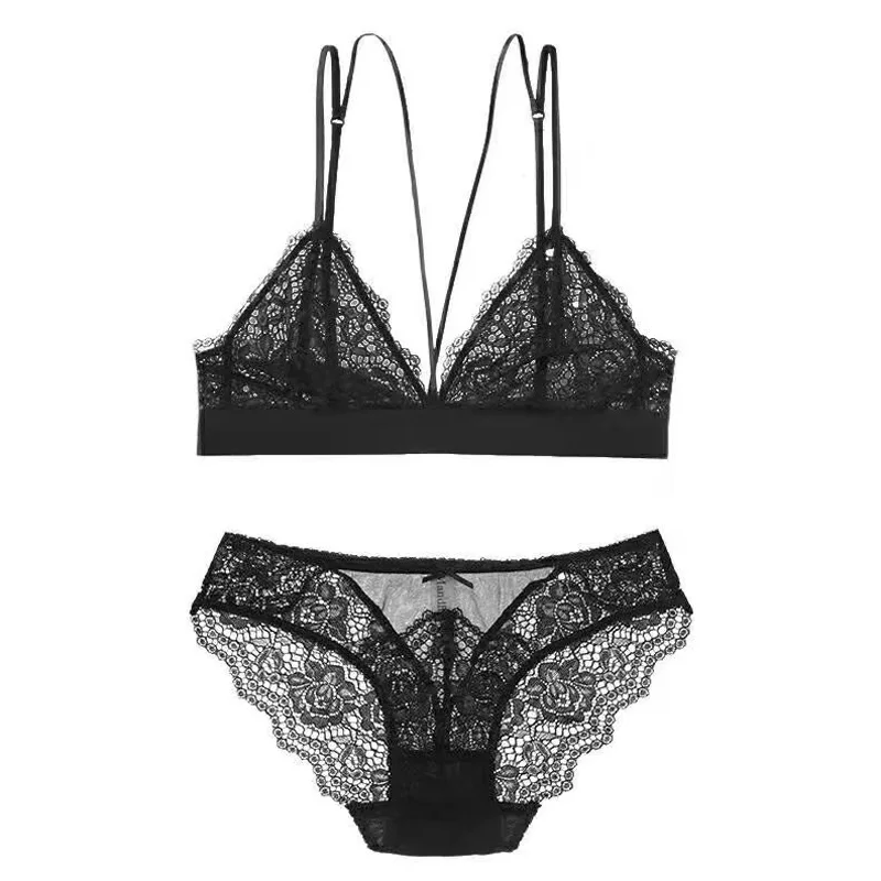 Французский сексуальный кружевной комплект с бюстгальтером и трусиками женский
