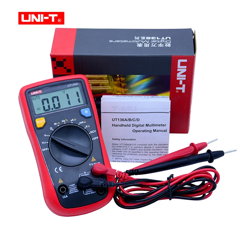 UT136D UNI-T UT136A/B/C/D Мини цифровой мультиметр AC/DC Вольтметр Амперметр Мульти Тестеры Автоматическое отключение питания с диодом ручной мультиметр - Цвет: UT136D