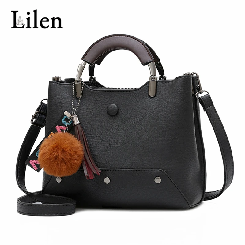 Модная вместительная сумка LILEN из ПУ кожи повседневная женская тоут через