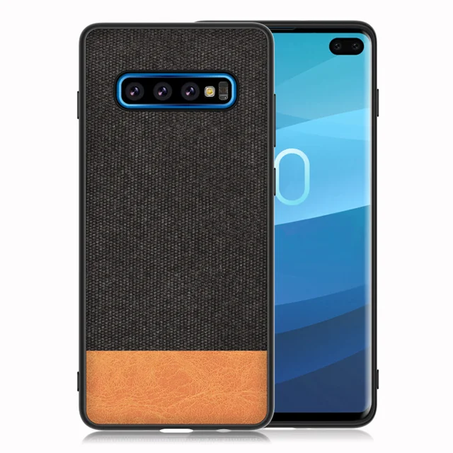 Black with Orange PU Тканевые Чехлы для samsung S10 S9 S8 Plus края из ТПУ холст задняя крышка для samsung Galaxy Note 8 9 S10e S9 S8 S7 Edge чехол - Цвет: Black with Orange PU