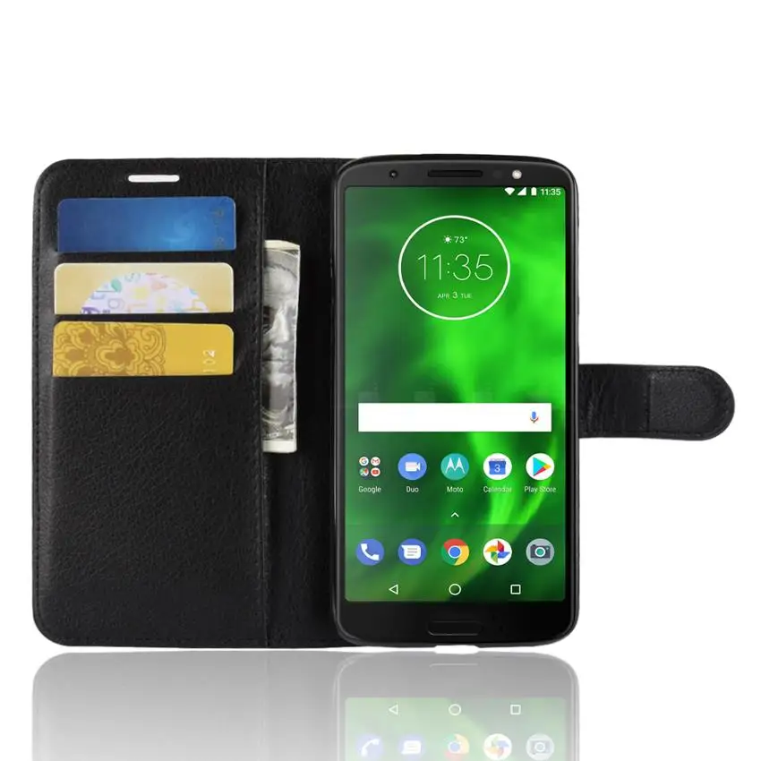 Чехол для Moto G6 Роскошный кожаный флип-чехол Motorola G 6 чехол-подставка кошелек чехол