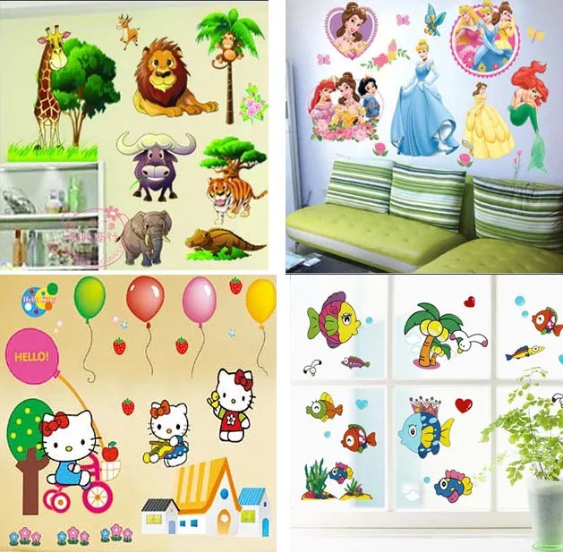 

Mix styles stickers muraux pour enfants chambres Cartoon wall stickers for kids rooms 10pcs Animal PVC wall decals muurstickers