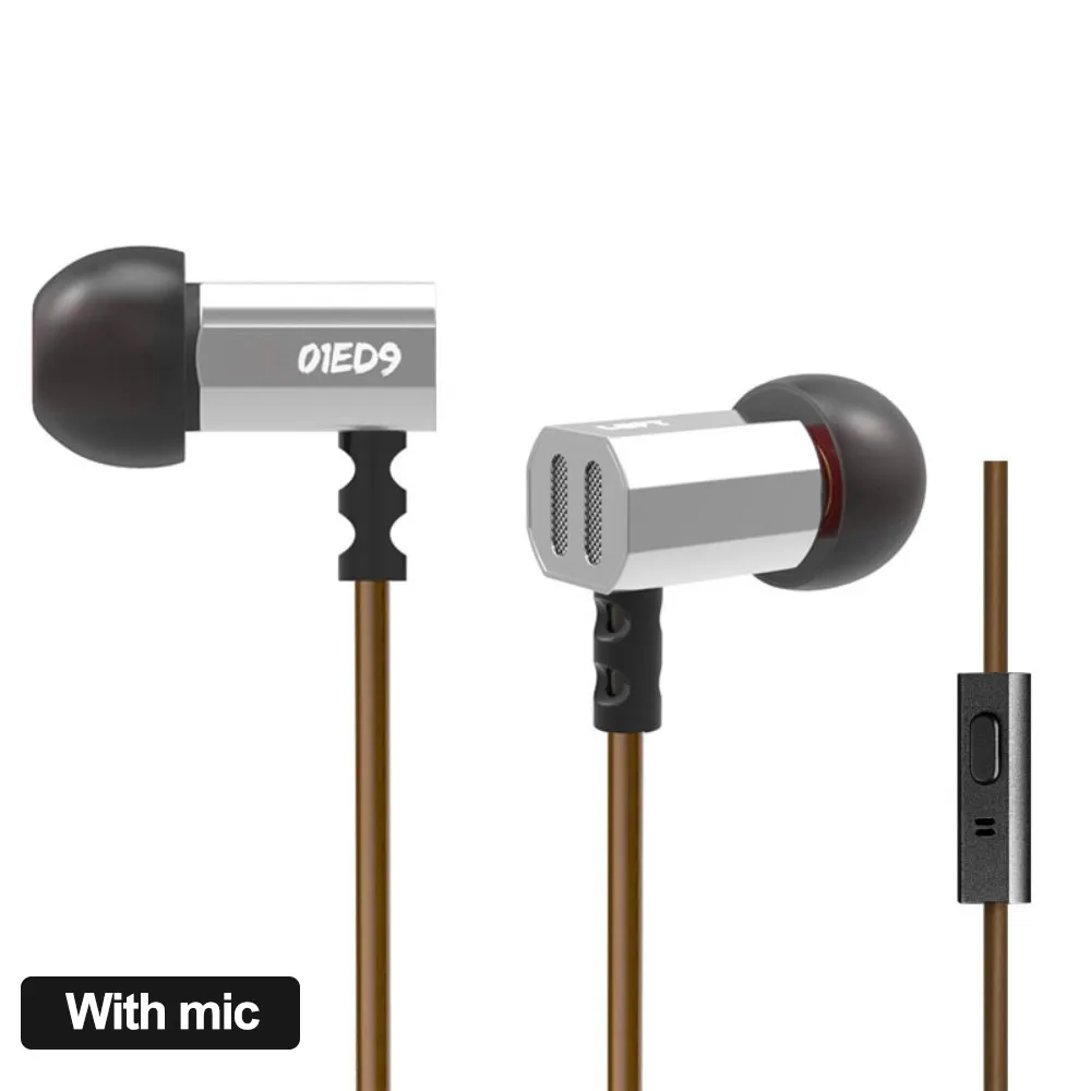with mic Оригинальные KZ ED9 наушники HD стерео с микрофоном наушники 3,5 мм гарнитура с проводным управлением наушники шумоподавление KZ наушник для телефона - Цвет: with mic