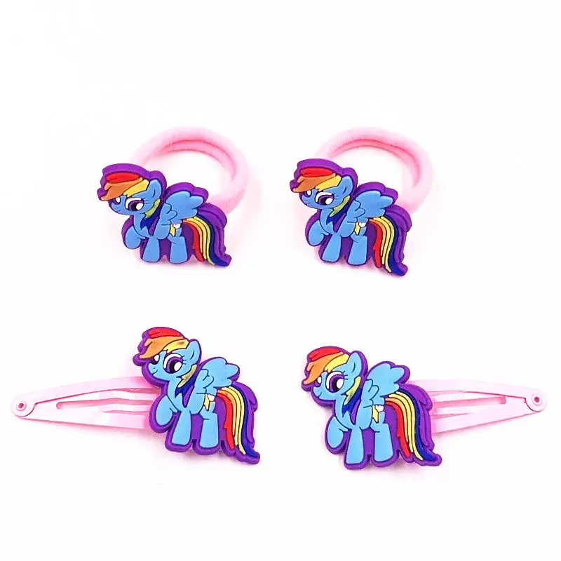 4 шт. My Little Baoli Poni Horse Rainbow Tail заколки для волос для девочек эластичные аксессуары для волос Волосы Резинки десны