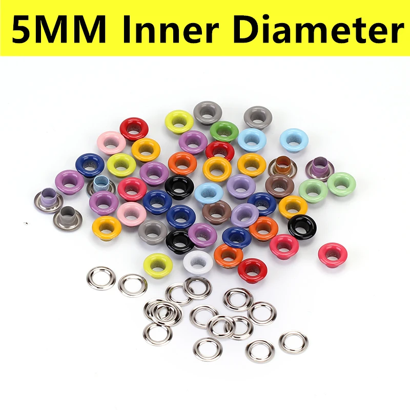 

100pcs Hole 5mm Metal Eyelets for Leathercraft DIY Scrapbooking Shoes Belt Cap Bag Tags Clothes Fashion Practical Accessories