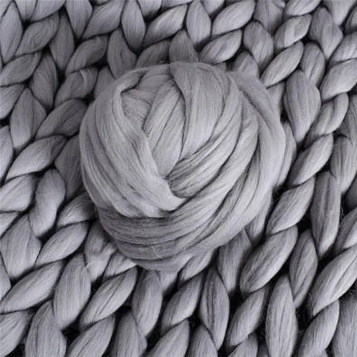 light grey 1000 г/супер мягкая толстая пряжа из мериносовой шерсти, пряжа, ручная вязка, вязаная шапка, шарф - Цвет: light grey