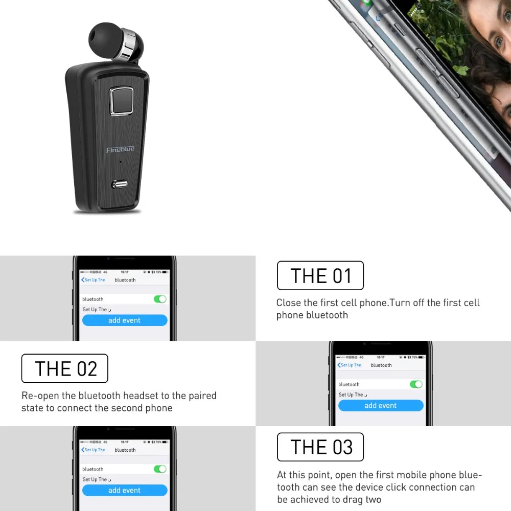 Fineblue F980 Беспроводной Bluetooth Наушники носить клип драйвер спортивные стерео
