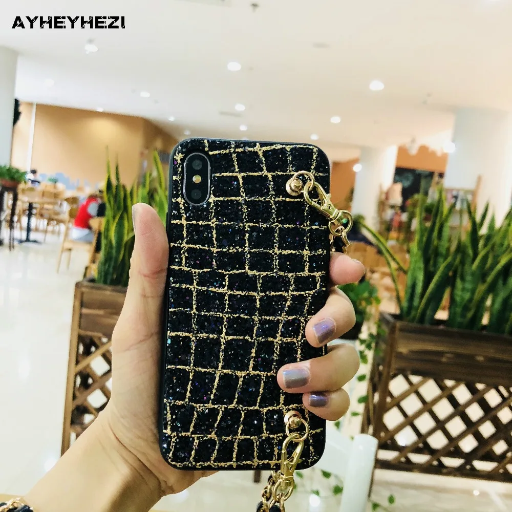Чехол для IPhone XS X 8 7 6 S 6 Plus, удобный чехол через плечо с длинной цепочкой, блестящая девушка, модный дизайн, хороший
