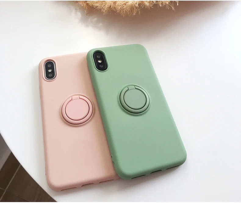 SoCouple жидкостный мягкий силиконовый держатель для телефона чехол для iphone 11 Pro Max X Xs max XR 7 8 6 6s plus сплошной цвет кольцо ручка чехол для телефона