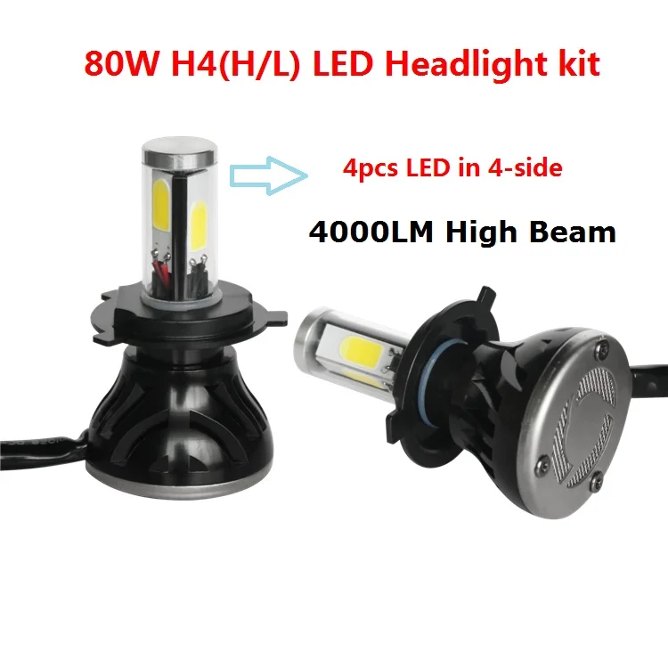 Комплекты светодиодных фар HB1 8000 лм H4 Hi/Lo H4-3 9001 80 Вт/комплект Plug &amp Play H13 9004 9007 HB2 HB5