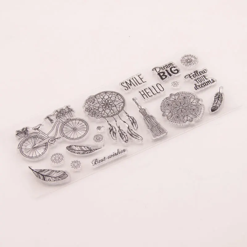 2019 велосипед перо слова прозрачный силиконовый штамп для печати DIY Скрапбукинг