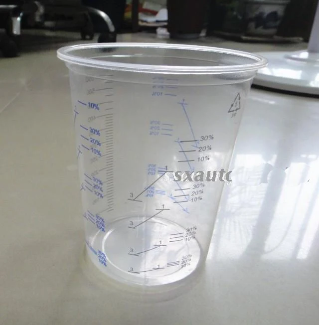 

10X 600ML Transparent Plastic Toning Cup One-time measuring cup with printed plastic cup PP paint cup