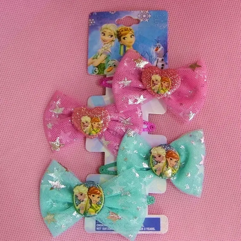 4 шт./лот disney Мультфильм Замороженные заколка для детей лук для девочек подарок на день рождения головной убор Эльзы голова Веревка кольцо косметический Кук - Цвет: Черный