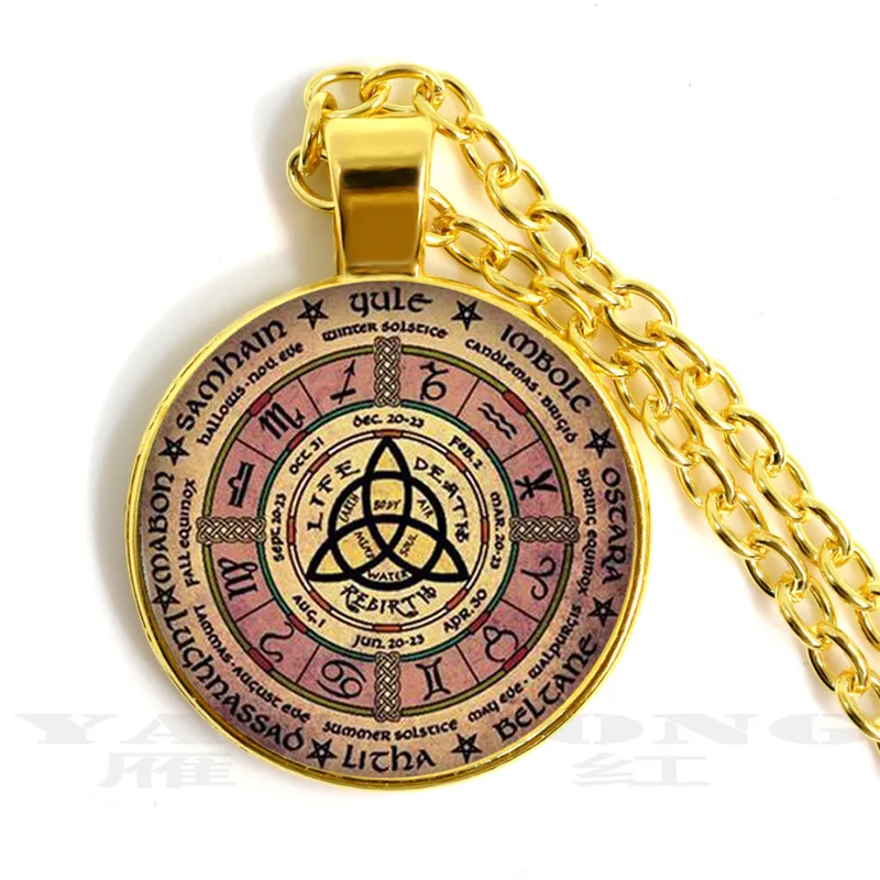 

YANHONG Glass necklace magic Wiccan Pentagram logo women's necklace statement Pendant Necklace men's accessories