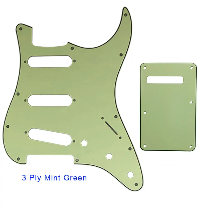 3 ply Mint green Pleroo 11 винт гитара отверстия накладку с задней пластины костюм для США/Мексика Fender Stratocaster Стандартный SSS ST царапинам - Цвет: 3 ply Mint green