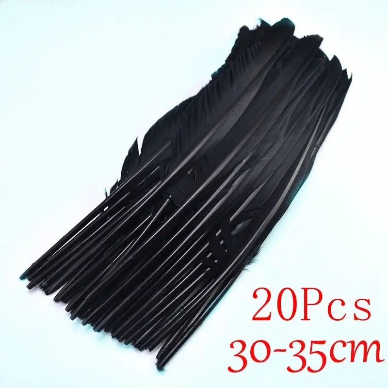 Goose feather 20 шт черные Страусиные гусиные перья для рукоделия крашеные перья фазана петуха для изготовления ювелирных изделий вечерние украшения для дома - Цвет: Goose feather