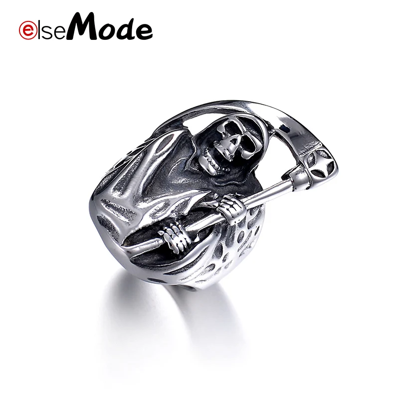 Кольцо ELSEMODE из нержавеющей стали 100% 316L с изображением черепа Хелла смерти для