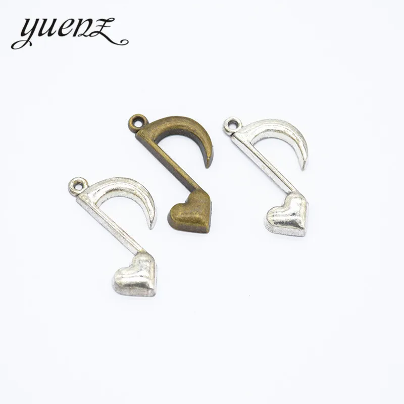YuenZ 15 шт. 2 цвета Античная Бронза Сердце Музыкальная нота кулон сплав DIY модный браслет ожерелье ювелирные изделия аксессуары P214