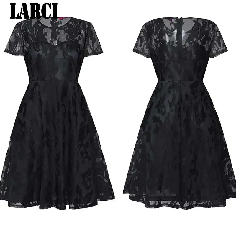 LARCI Винтаж Элегантный Вышивка цветочные кружева лоскутное vestidos плиссированные