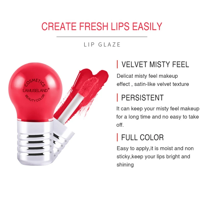 12 Colors Liquid Lipstick Creative Lasting&ampBeauty Lamp Lip Gloss Beauty Makeup Cosmetic Tool Easy To Apply 9g | Красота и здоровье