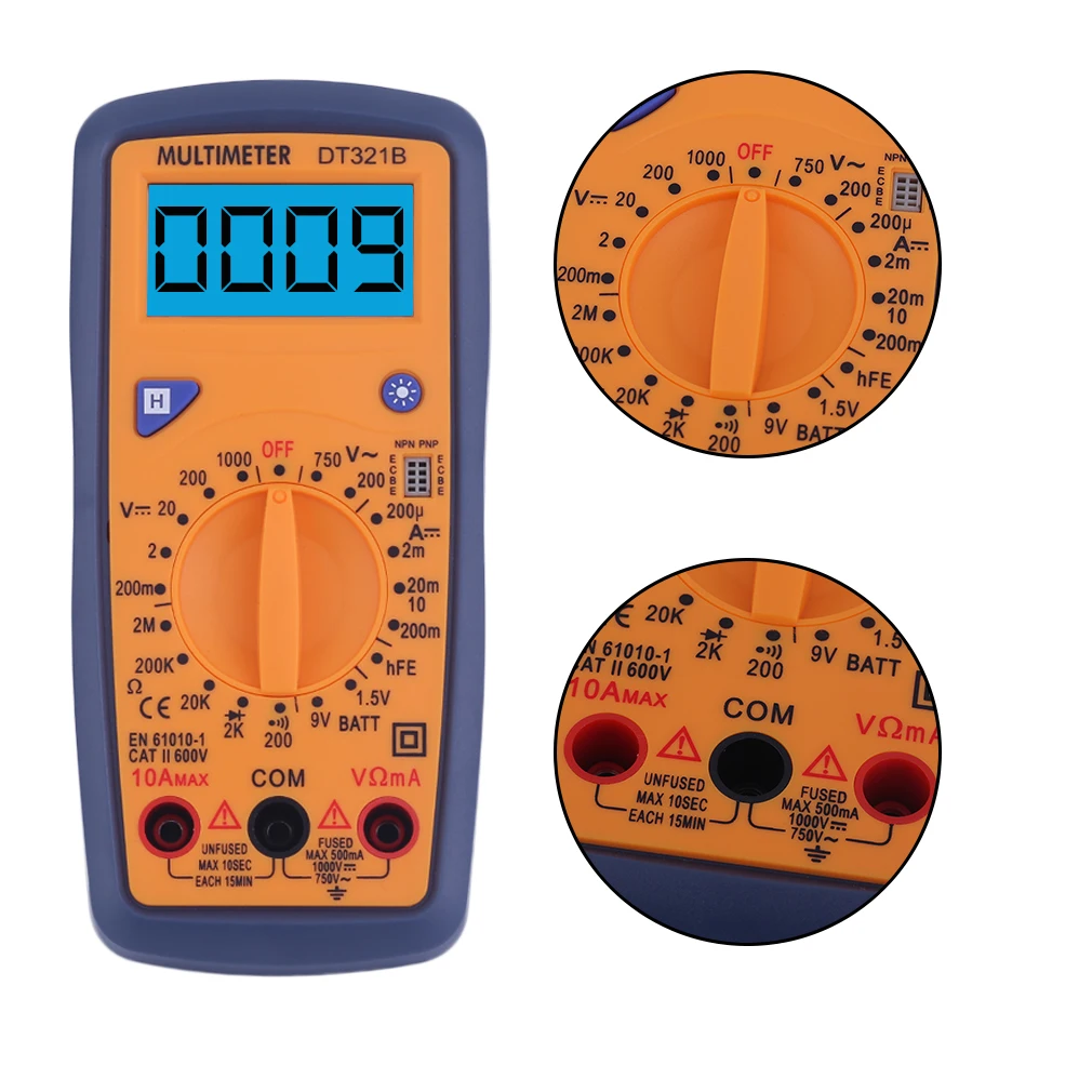 

Portable DT321B Digital Multimeter AC/DC Voltage Meter with Blue Backlight --M25