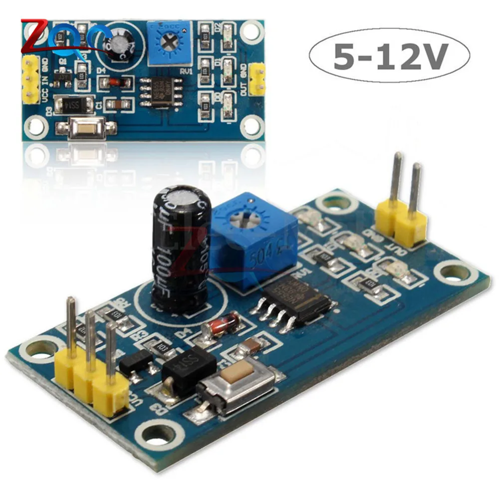 

NE555 DC 5-12V Timer Delay Relay Shield Board Adjustable Switch Module AC 250V 10A DC 30V 10A Indicator LED 0-150 Second