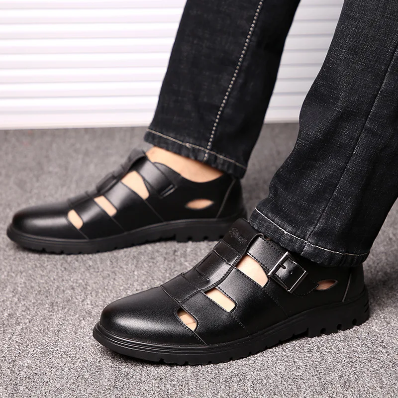 2018 летние мужские модные открытые деловые сандалии с пряжкой на ремешке