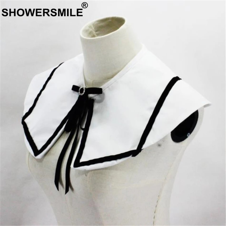 Женский воротник обманка SHOWERSMILE черно белый Отсоединяемый хлопковый модный