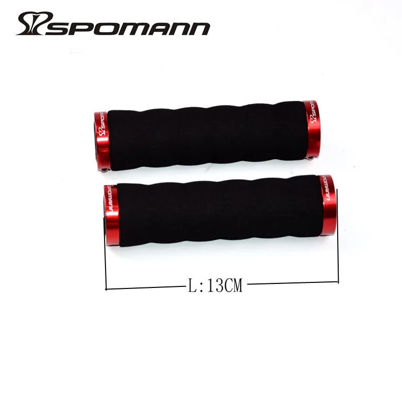 Black(Red) SPOMANN мягкие губки велосипедные ручки для горного велосипеда дорожный велосипед сплав интегрированный запираемый захват Manopla велосипедные запасные части для велосипеда 100g - Цвет: Black(Red)