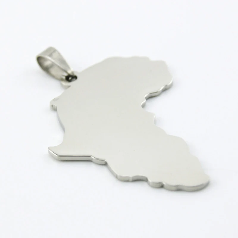 Нержавеющая сталь DIY кулон Карта Африки зеркальный лак Пустые бирки ожерелье