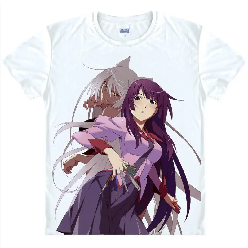Футболка Monogatari Mayoi Hachikuji Рубашка футболки для пары аниме символов Kawaii/милый