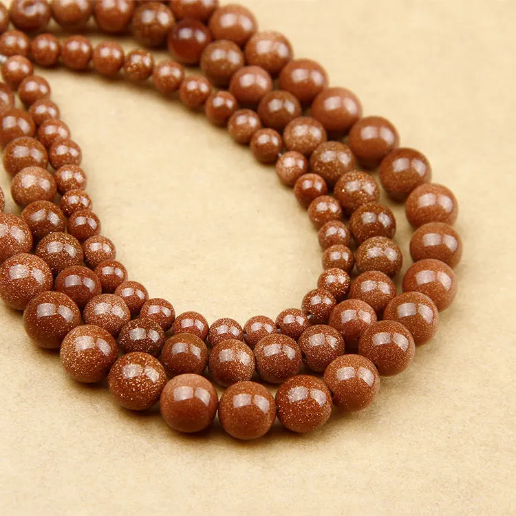 4 мм Золотой песок камень натуральный ювелирных изделий Распорки Loose бусы Круглый