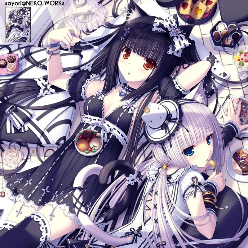 NEKOPARA Chocolat ванили Kawaii парик длинные хвостики коричневый длинный светильник