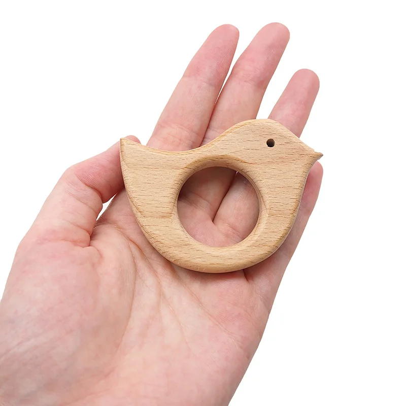 Chenkai 10 шт. деревянная птица игрушка в виде животного кольцо DIY Органическая Экологически чистая природа незавершенная детская погремушка-прорезатель для зубов захватывающая игрушка