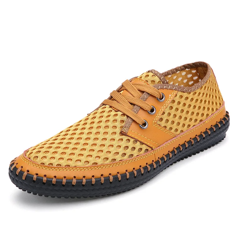 yellow shoes Прямая поставка; дышащая мужская повседневная обувь; Летняя обувь; коллекция года; модная обувь из дышащего сетчатого материала; zapatos hombre; обувь размера плюс 38-48 - Цвет: yellow shoes