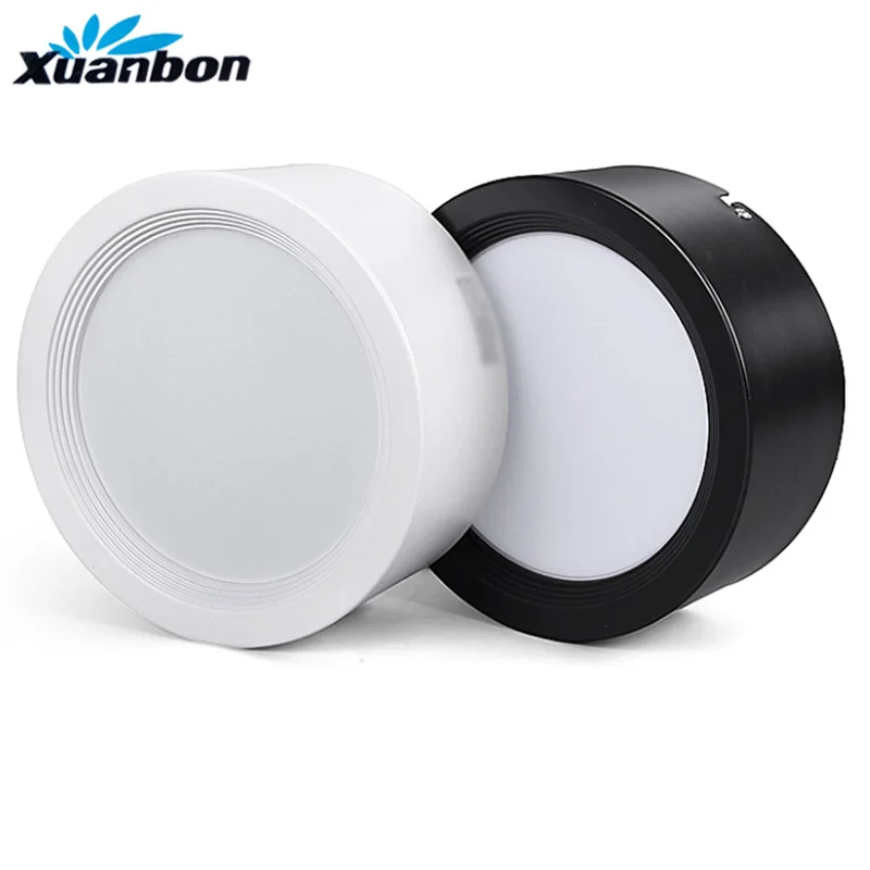 Белого и черного цвета на каблуках высотой 5 Вт 10 Вт 15 Вт 20 Вт светодиодный алюминиевый кольцеобразные панельные лампы, поверхностного монтажа светодиодный потолочный светильник светодиодный панельный светильник вниз светильник AC220V 230V