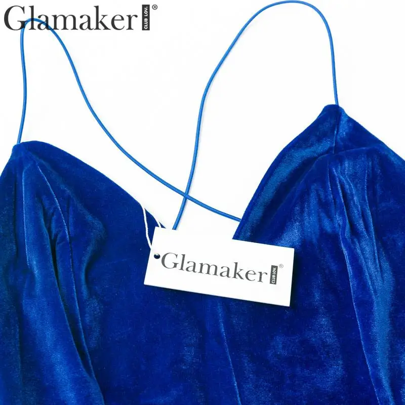 Glamaker бархатное сексуальное облегающее платье с открытой спиной для женщин, летнее винтажное платье миди с v-образным вырезом, элегантные женские длинные вечерние платья для клуба vestidos