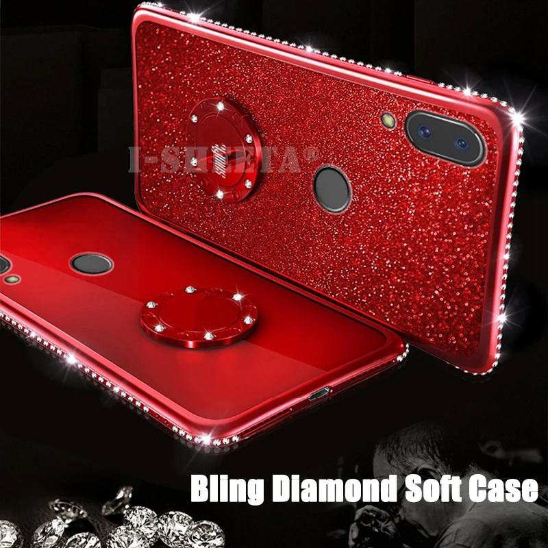 Ultra Thin Soft TPU Case For Huawei Honor 7C RU 3D Bling Plating Clear Cover 10 Lite 360 Magnetic Holder Ring Stand |