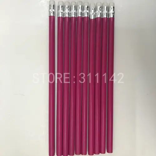 HB-lápiz de madera rosa con goma de borrar, logo personalizado, promoción, logotipo de impresión