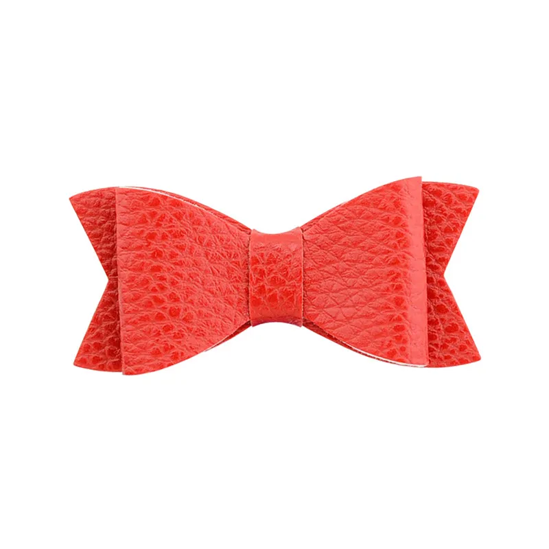 12 Red UNTAMED приблизительно 3,1" из искусственной кожи галстук-бабочка заколка для волос заколки-пряжки девочки детский зажим для волос шпилька-бант аксессуары для волос - Цвет: 12 Red