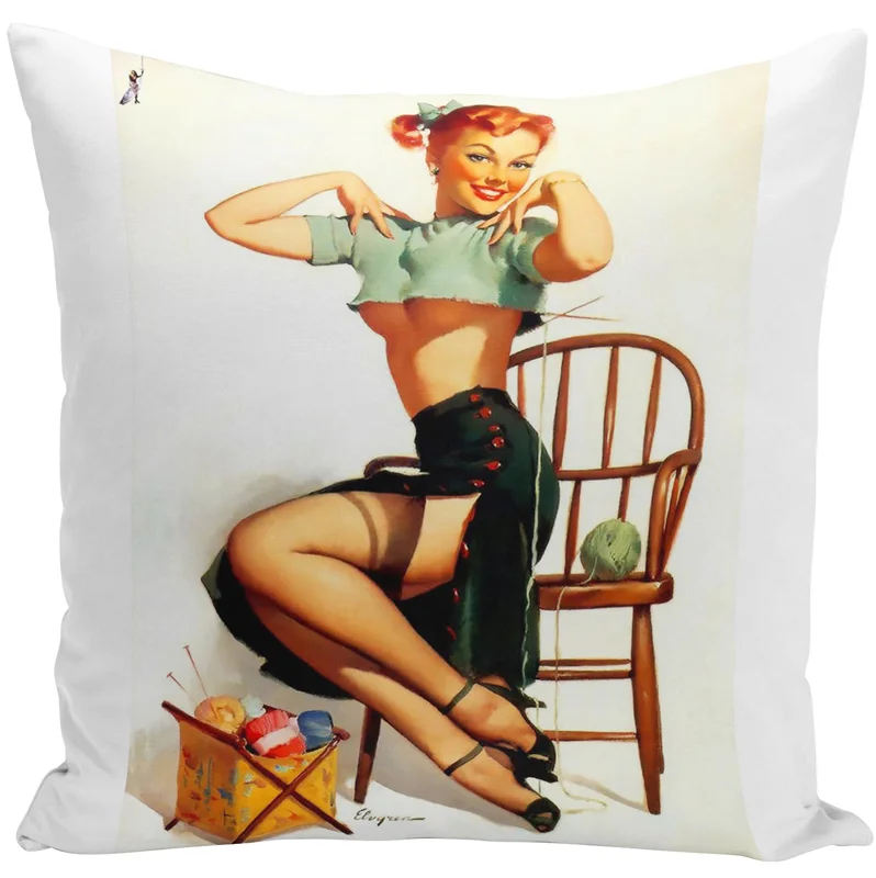 Масло patinting Sexy Lady Pinup Girl плакат Принт Чехлы для подушек современный дом декоративные волокна Подушки Детские случае Винтаж автомобиля Подушки Детские скольжения