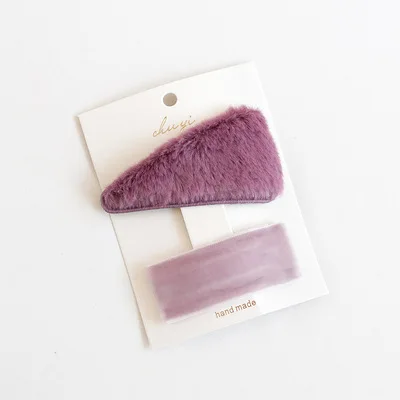 bean paste purple 2 шт./упак. простой Для женщин плюшевая повязка для волос заколки милый безопасности для девочек топ взрыва заколки для волос заколка для волос BB зажимы заколка для волос, аксессуары для волос, головные уборы - Цвет: bean paste purple