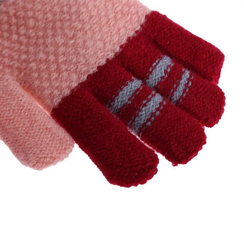 Autumn Winter Kids Gloves Fashion Elastic Warm Girls Full Finger Cute Cartoon Children Knitted Stretch Mittens Ski | Детская одежда и